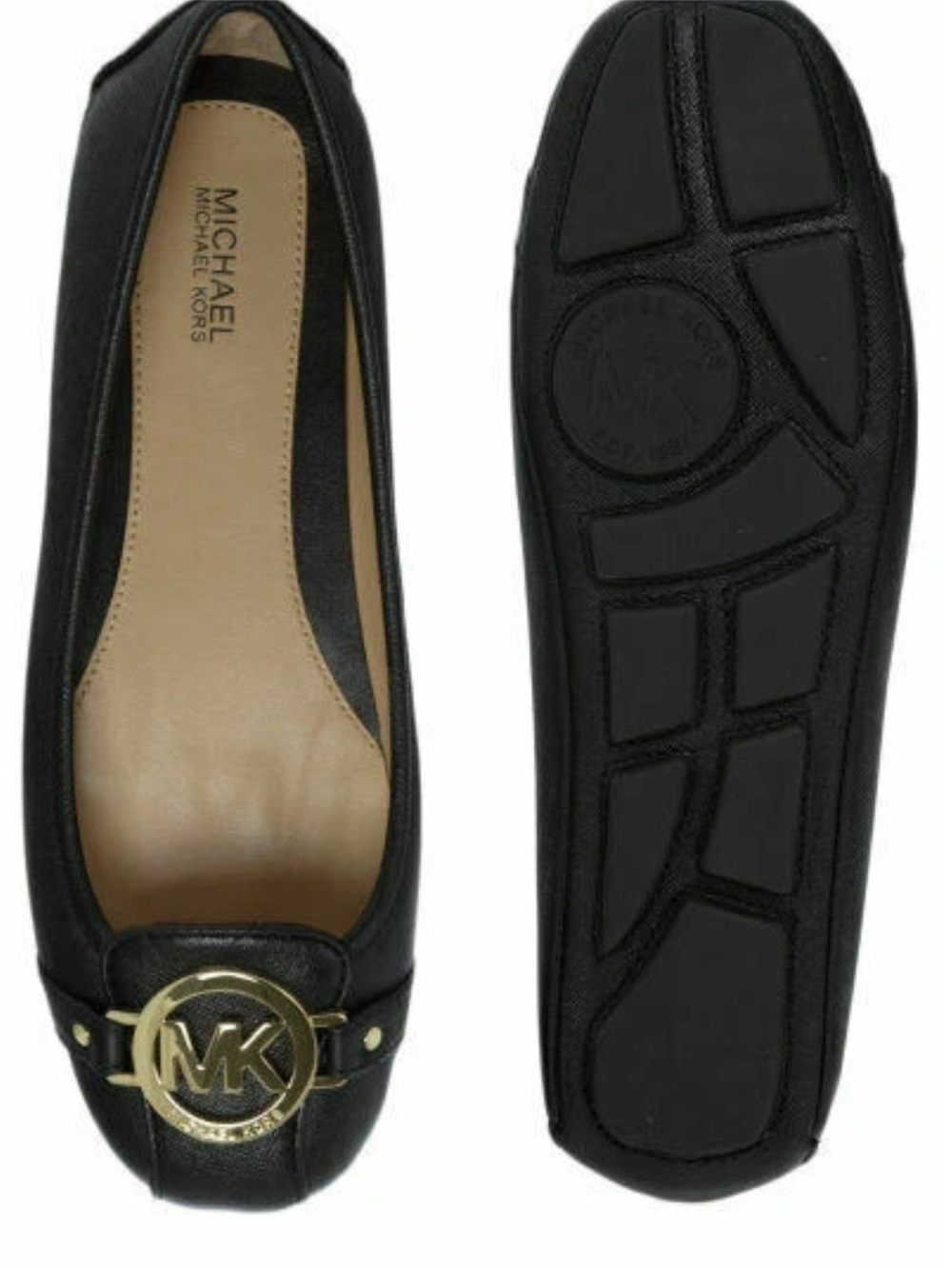 Michael Kors Fulton Flat Ballet Flats Shoes Moccasins Black Leather Size 9.5 New - Picture 2 of 9